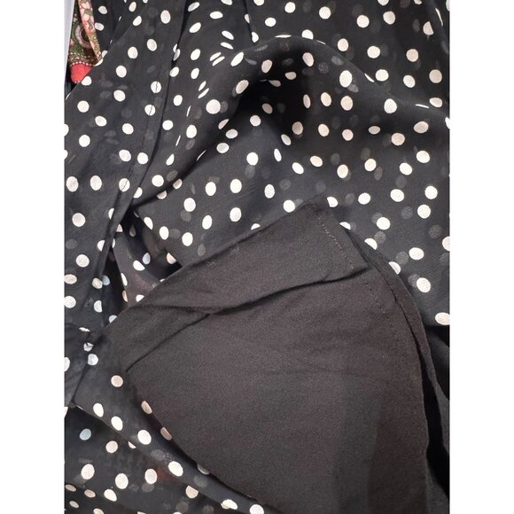 Black & White Polka Dot Rayon Skirt By Salaam Womens Small - Picture 5 of 8